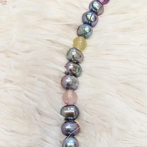 Genuine Pearl Amethyst Crystal Gemstone Necklace - Picture 9 of 10